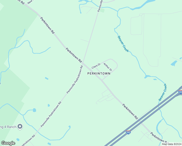 map of restaurants, bars, coffee shops, grocery stores, and more near 190 Perkintown Road in Pedricktown