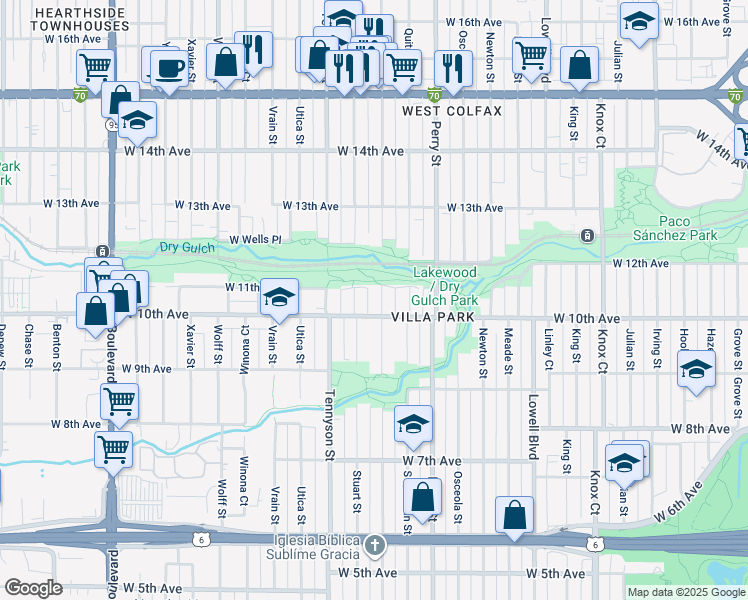 map of restaurants, bars, coffee shops, grocery stores, and more near 1025 Raleigh Street in Denver