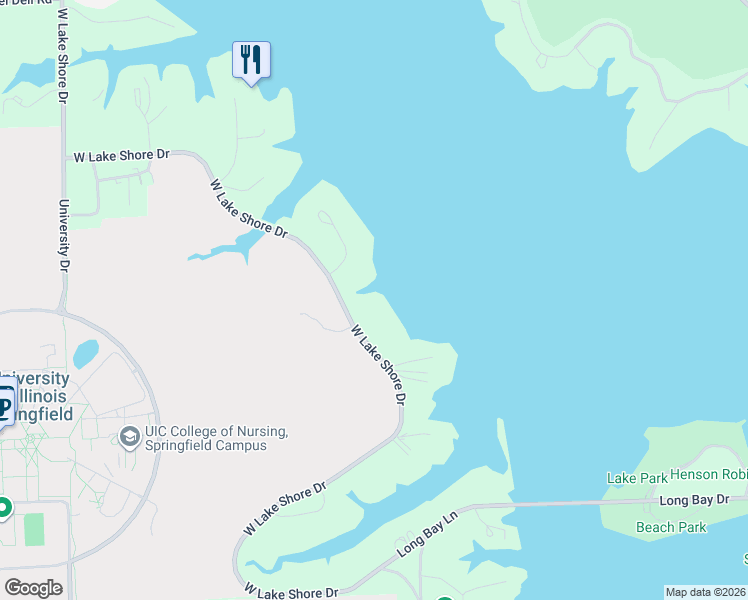 map of restaurants, bars, coffee shops, grocery stores, and more near 1312 West Lake Shore Drive in Springfield
