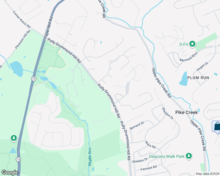 map of restaurants, bars, coffee shops, grocery stores, and more near 209 Hunters Run in Newark