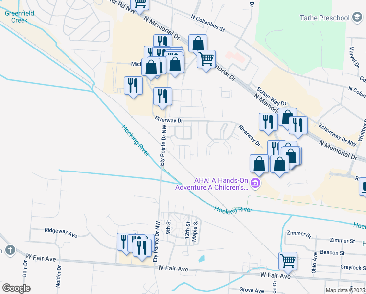 map of restaurants, bars, coffee shops, grocery stores, and more near 1180 Stoneycreek Court in Lancaster
