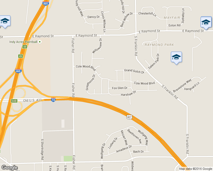 map of restaurants, bars, coffee shops, grocery stores, and more near 2531 Thorney Wood Lane in Indianapolis