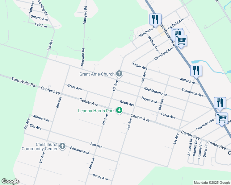 map of restaurants, bars, coffee shops, grocery stores, and more near 620 4th Avenue in Chesilhurst