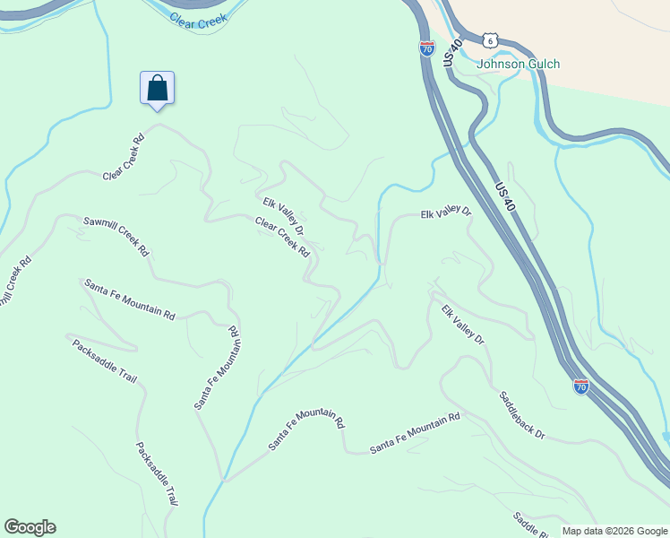 map of restaurants, bars, coffee shops, grocery stores, and more near 730 Clear Creek Road in Evergreen