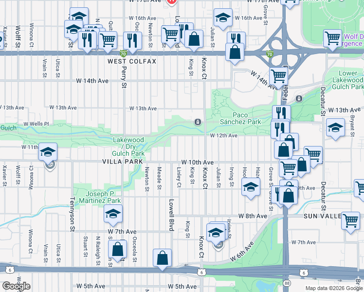 map of restaurants, bars, coffee shops, grocery stores, and more near 1024 Lowell Boulevard in Denver