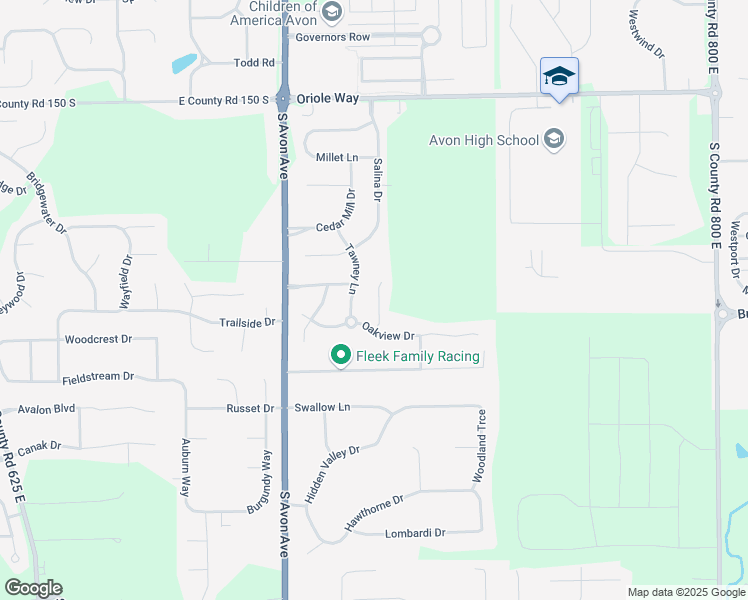 map of restaurants, bars, coffee shops, grocery stores, and more near 1950 Acorn Court in Avon