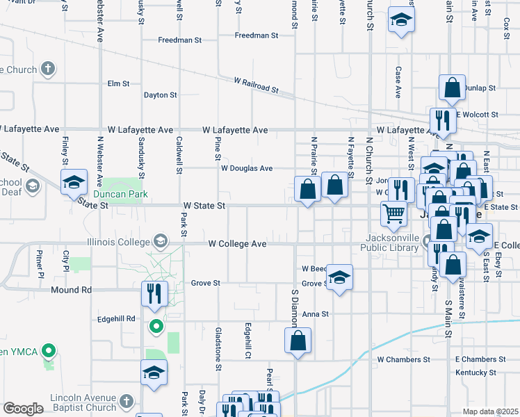 map of restaurants, bars, coffee shops, grocery stores, and more near 114-198 Westminster St in Jacksonville