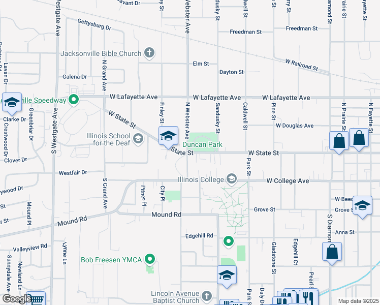 map of restaurants, bars, coffee shops, grocery stores, and more near 1249 West State Street in Jacksonville