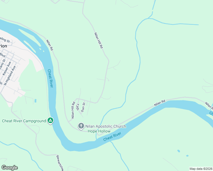 map of restaurants, bars, coffee shops, grocery stores, and more near 207 Nilan Hill Road in Point Marion