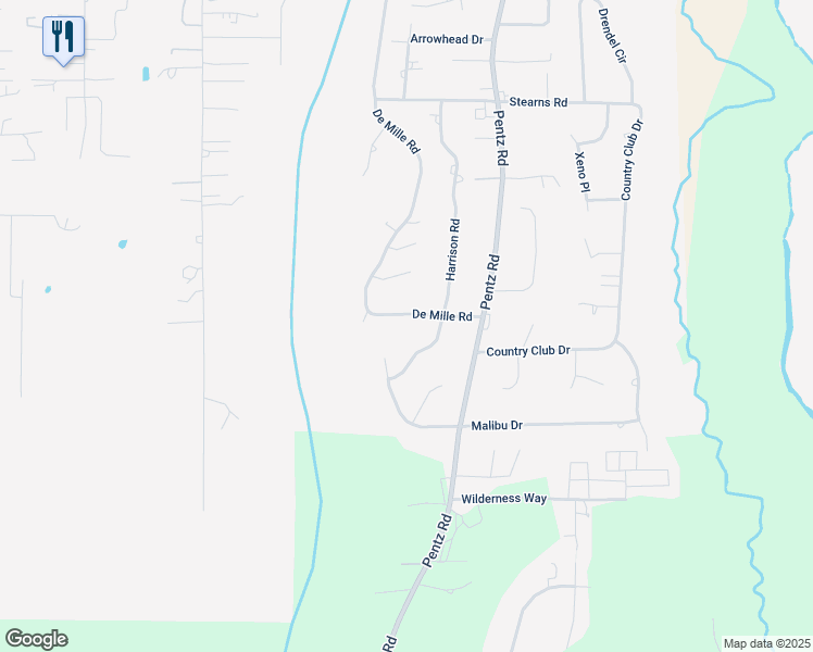 map of restaurants, bars, coffee shops, grocery stores, and more near 2217 De Mille Road in Paradise