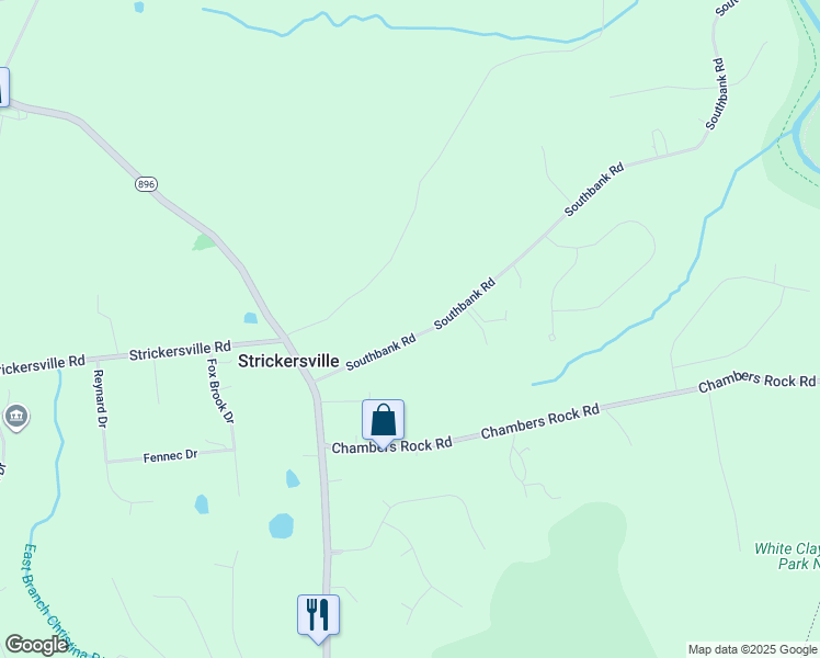 map of restaurants, bars, coffee shops, grocery stores, and more near 149 Southbank Road in Landenberg
