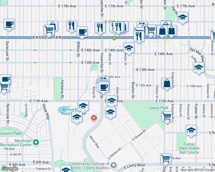 map of restaurants, bars, coffee shops, grocery stores, and more near in 
