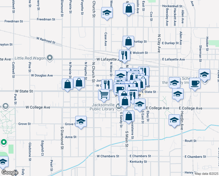 map of restaurants, bars, coffee shops, grocery stores, and more near 300 West State Street in Jacksonville