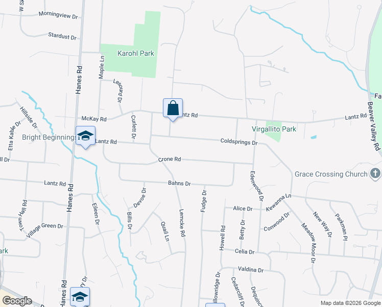 map of restaurants, bars, coffee shops, grocery stores, and more near 2740 Crone Rd in Dayton