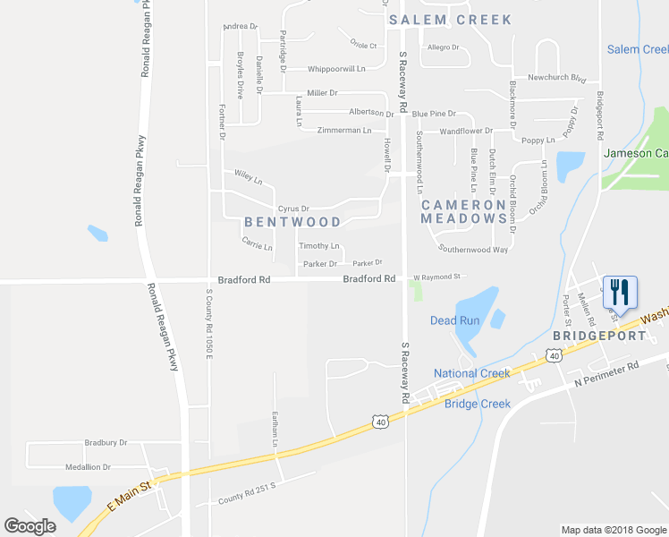 map of restaurants, bars, coffee shops, grocery stores, and more near 10819 Parker Drive in Indianapolis