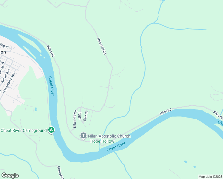 map of restaurants, bars, coffee shops, grocery stores, and more near 207 Nilan Hill Road in Point Marion