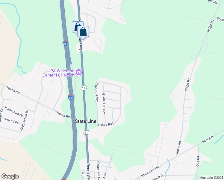 map of restaurants, bars, coffee shops, grocery stores, and more near 199 Lara's Crossing in Greencastle