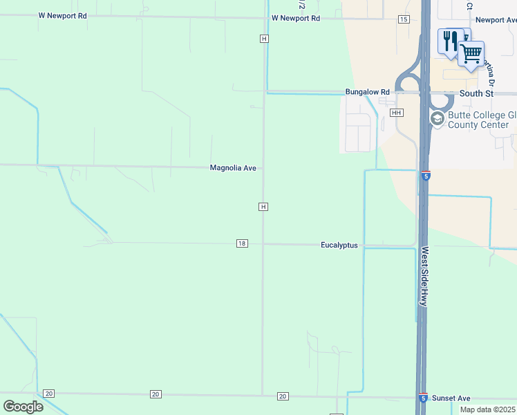 map of restaurants, bars, coffee shops, grocery stores, and more near 4271 County Road H in Orland