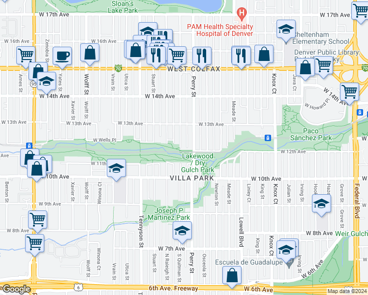 map of restaurants, bars, coffee shops, grocery stores, and more near 1202 Quitman Street in Denver