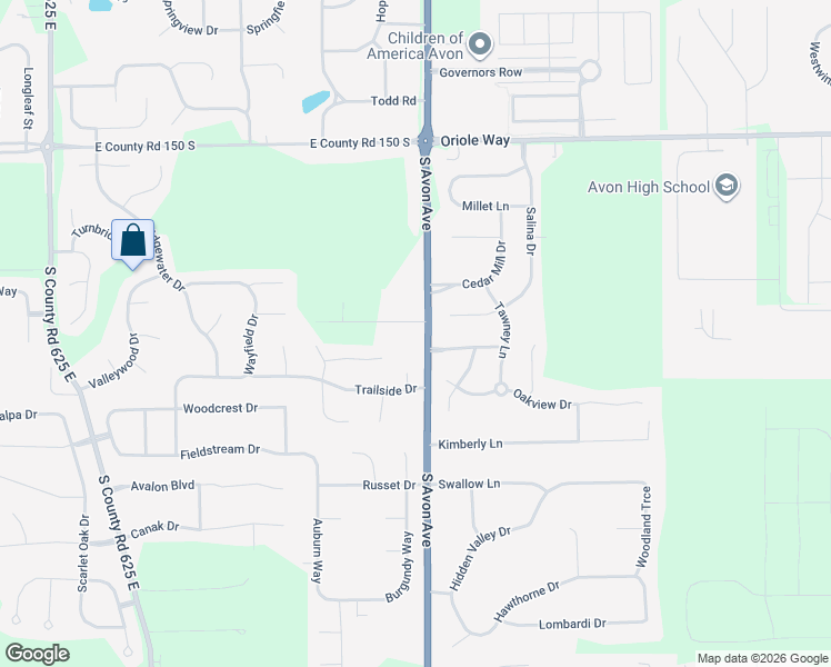 map of restaurants, bars, coffee shops, grocery stores, and more near 1914 Indiana 267 in Avon