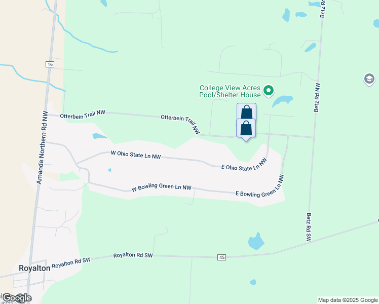 map of restaurants, bars, coffee shops, grocery stores, and more near 8042 West Ohio State Lane Northwest in Lancaster