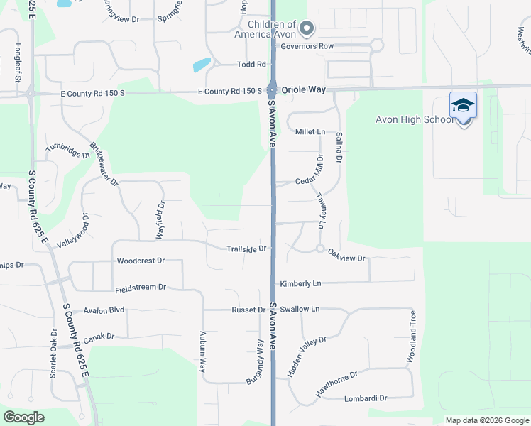 map of restaurants, bars, coffee shops, grocery stores, and more near 1914 Indiana 267 in Avon