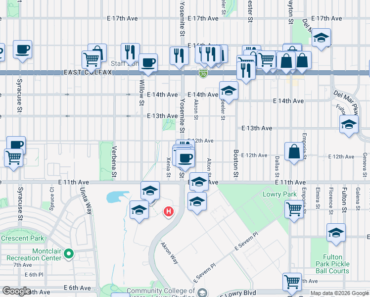 map of restaurants, bars, coffee shops, grocery stores, and more near in 