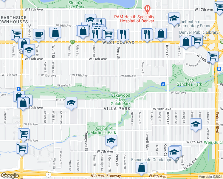 map of restaurants, bars, coffee shops, grocery stores, and more near 1202 Quitman Street in Denver