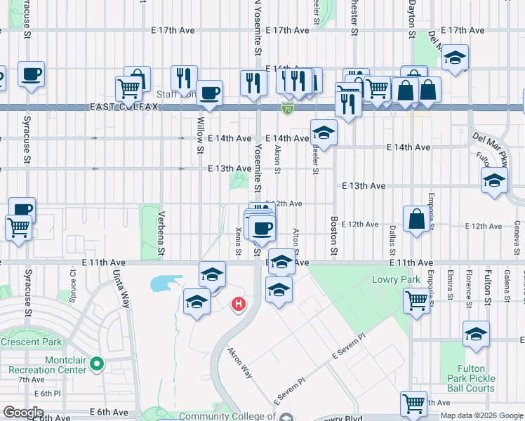 map of restaurants, bars, coffee shops, grocery stores, and more near in 