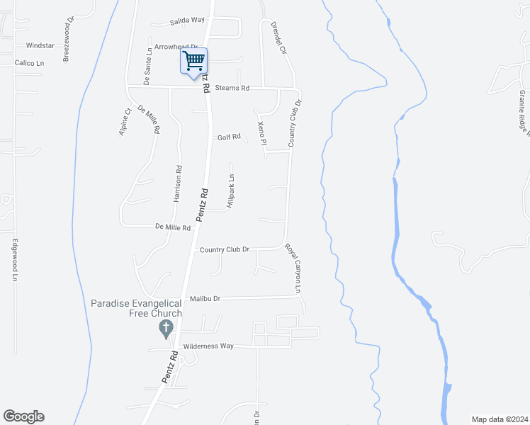 map of restaurants, bars, coffee shops, grocery stores, and more near 2395 Tokay Court in Paradise