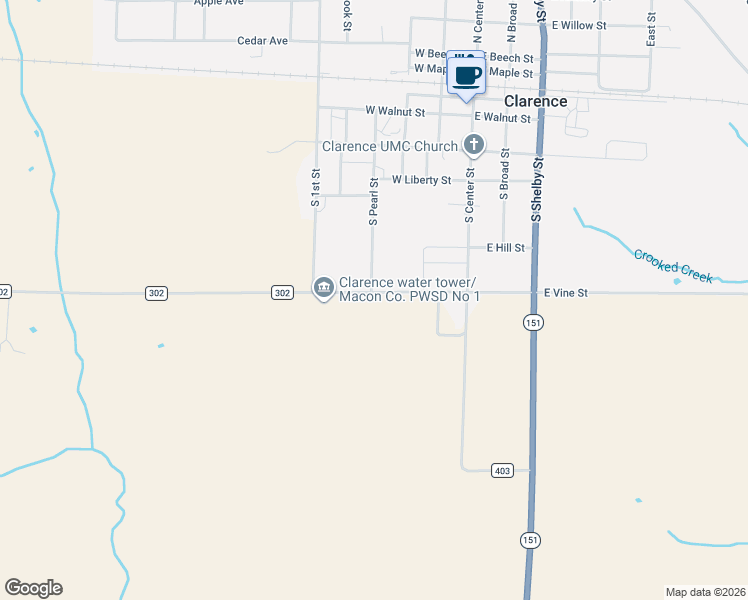 map of restaurants, bars, coffee shops, grocery stores, and more near 203 Vine Street in Clarence