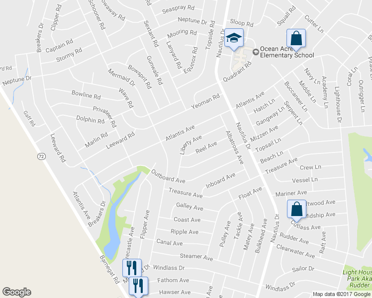 map of restaurants, bars, coffee shops, grocery stores, and more near 175 Liberty Avenue in Stafford Township