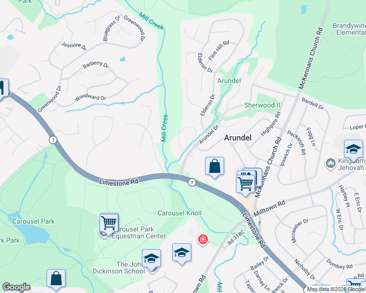 map of restaurants, bars, coffee shops, grocery stores, and more near 2901 Crossfork Drive in Wilmington