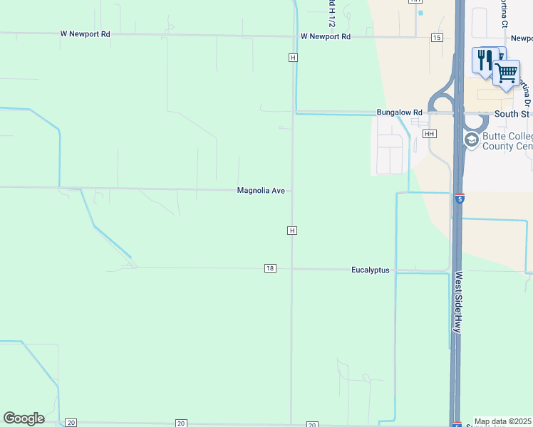 map of restaurants, bars, coffee shops, grocery stores, and more near 4271 County Road H in Orland