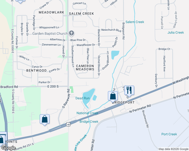 map of restaurants, bars, coffee shops, grocery stores, and more near 2029 Dutch Elm Drive in Indianapolis
