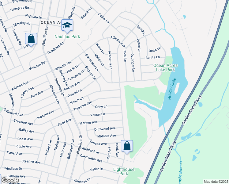 map of restaurants, bars, coffee shops, grocery stores, and more near 1009 Beach Lane in Stafford Township