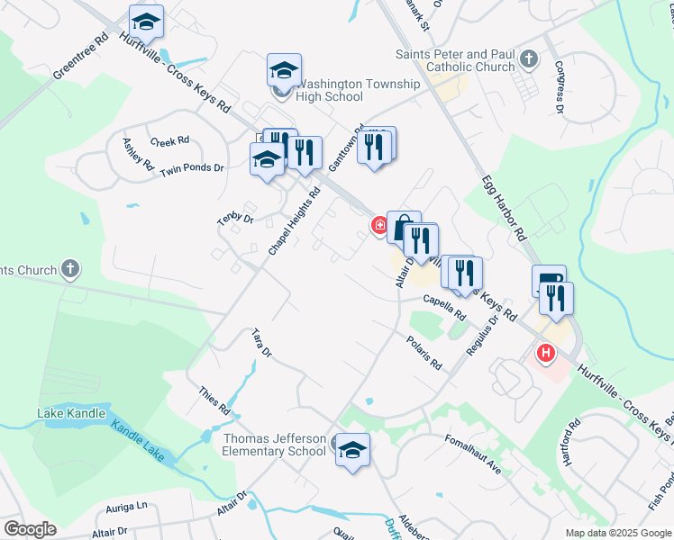 map of restaurants, bars, coffee shops, grocery stores, and more near 14 Devon Place in Washington Township