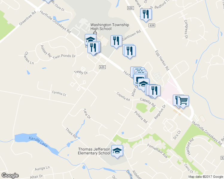 map of restaurants, bars, coffee shops, grocery stores, and more near 14 Devon Place in Washington Township