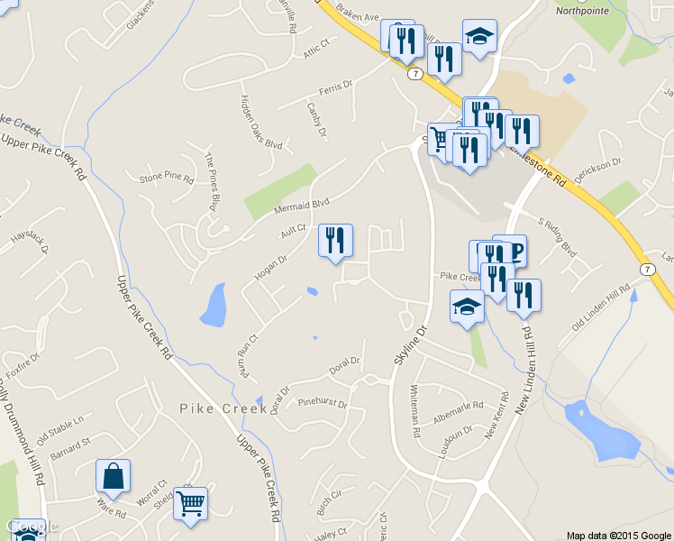 map of restaurants, bars, coffee shops, grocery stores, and more near 3542 3 Little Bakers Blvd in Wilmington