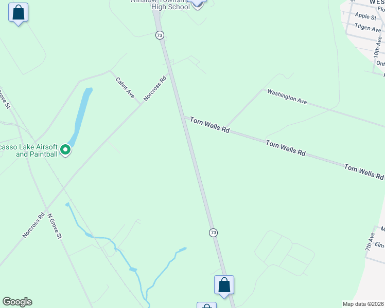 map of restaurants, bars, coffee shops, grocery stores, and more near 192 State Highway 73 in Berlin Township