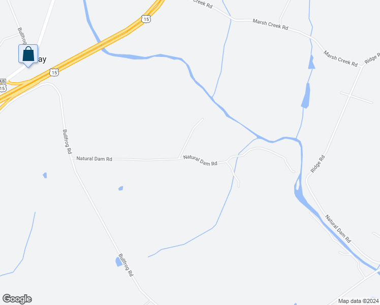 map of restaurants, bars, coffee shops, grocery stores, and more near 605 Natural Dam Road in Gettysburg