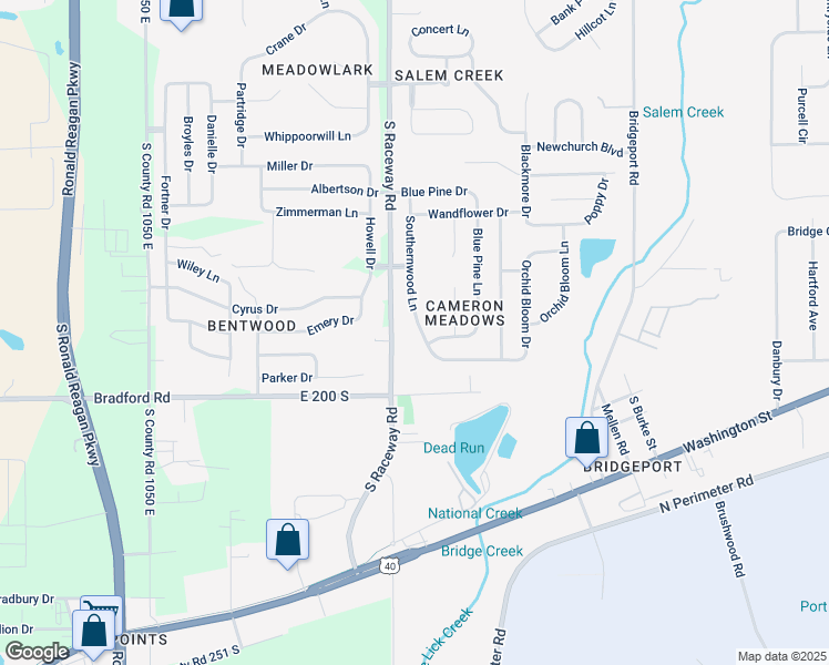 map of restaurants, bars, coffee shops, grocery stores, and more near 2032 Southernwood Lane in Indianapolis
