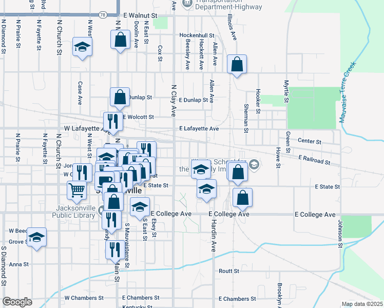 map of restaurants, bars, coffee shops, grocery stores, and more near 315-335 Fulton Street in Jacksonville