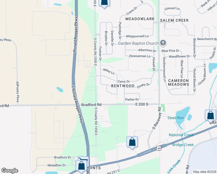 map of restaurants, bars, coffee shops, grocery stores, and more near 10590 Carrie Lane in Indianapolis