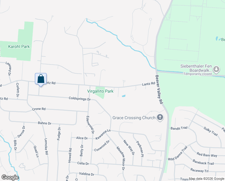 map of restaurants, bars, coffee shops, grocery stores, and more near 2515 Lantz Road in Beavercreek