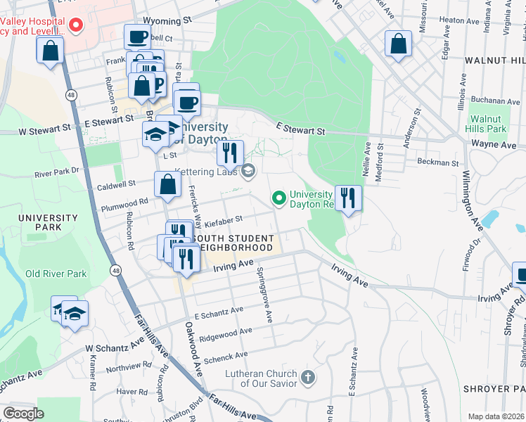 map of restaurants, bars, coffee shops, grocery stores, and more near 461 Kiefaber St in Dayton