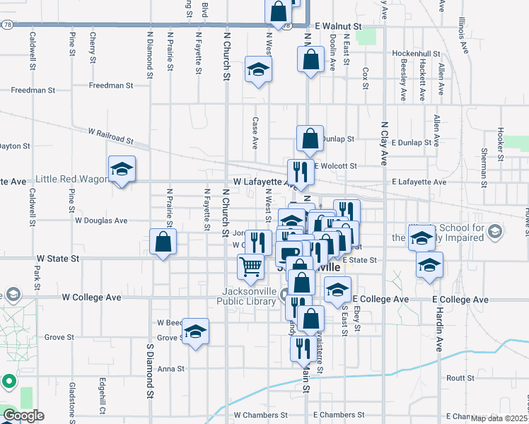 map of restaurants, bars, coffee shops, grocery stores, and more near in Jacksonville