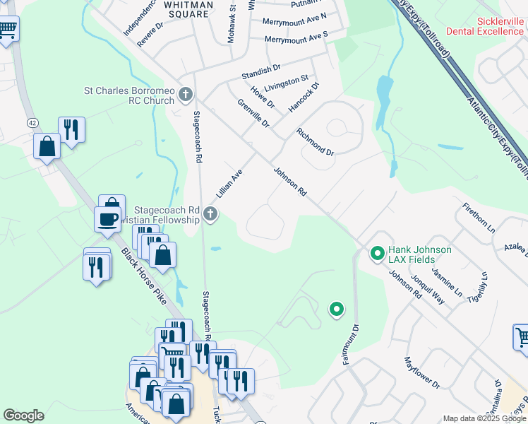 map of restaurants, bars, coffee shops, grocery stores, and more near 10 Nicholas Drive in Washington Township