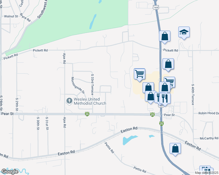 map of restaurants, bars, coffee shops, grocery stores, and more near 3504 Easy Street in Saint Joseph