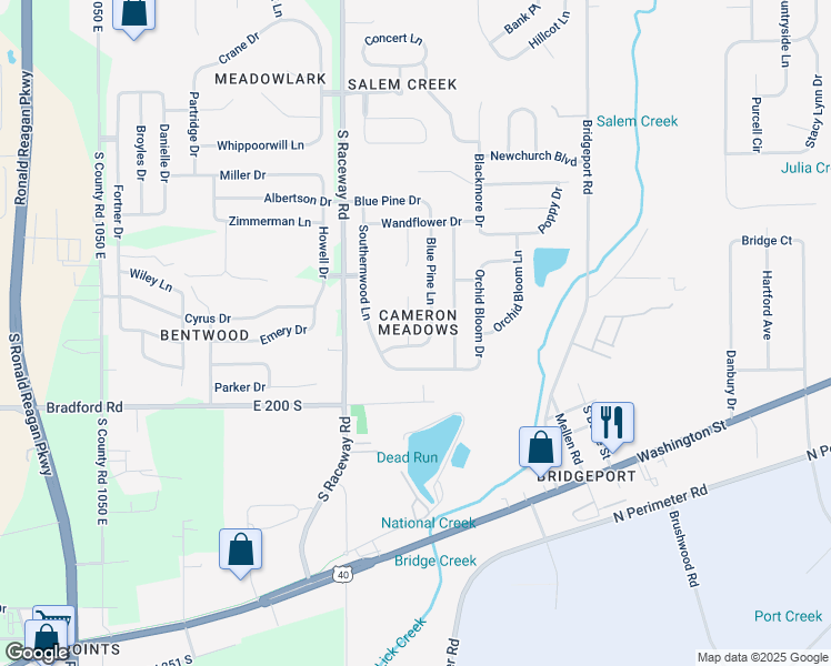 map of restaurants, bars, coffee shops, grocery stores, and more near 2021 Angel Tear Court in Indianapolis